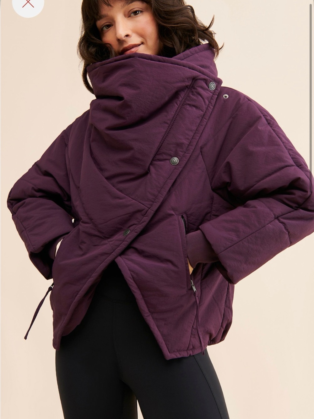 Free People Kalida Puffer Jacket in Dark Purple, Size S